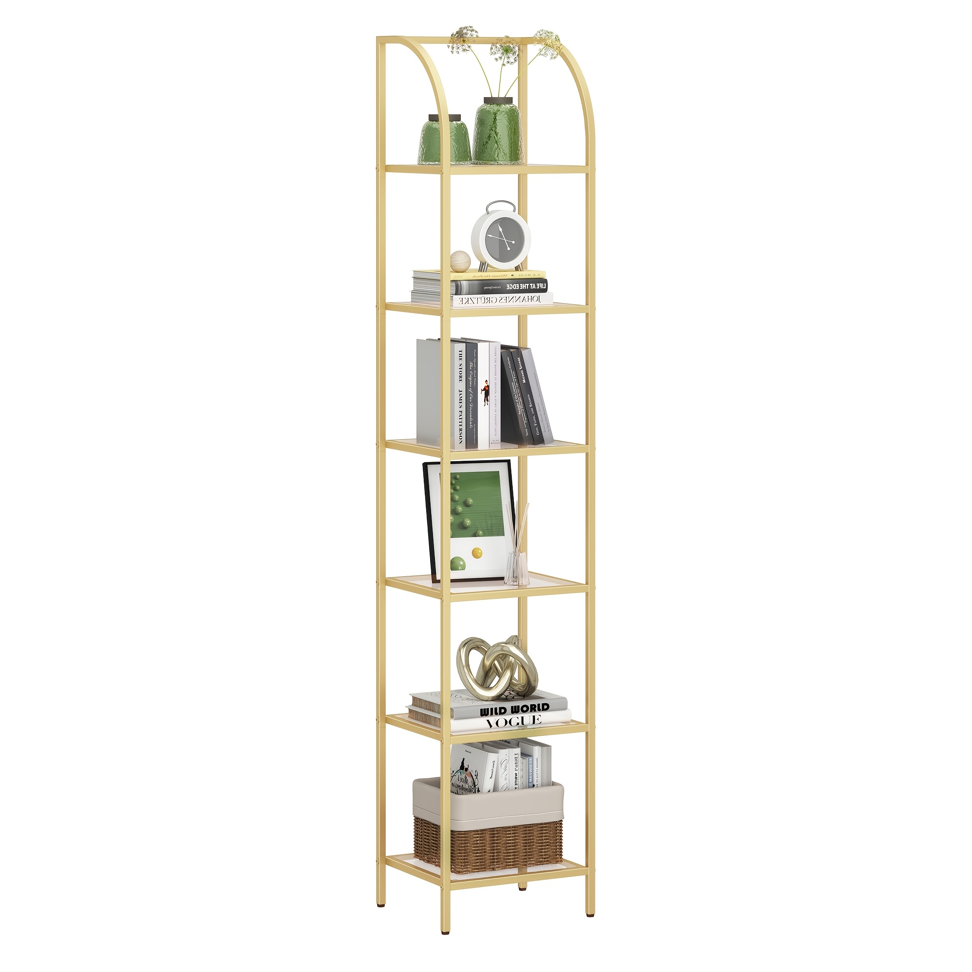 Home & Bathroom Building Products Pte Ltd - Bookcase Bookshelf, Tempered Glass Arched Bookshelf