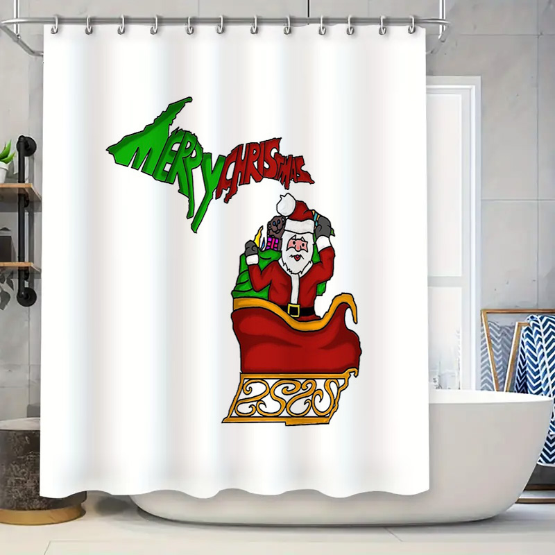 Japan Bathroom.Home - Christmas Shower Curtain Festive Holiday Bathroom