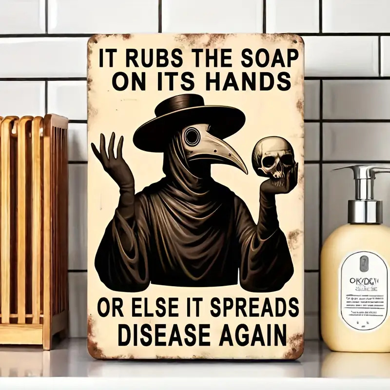 Home Bathroom Sign - Vintage Hand Washing Reminder, Wall Hanging
