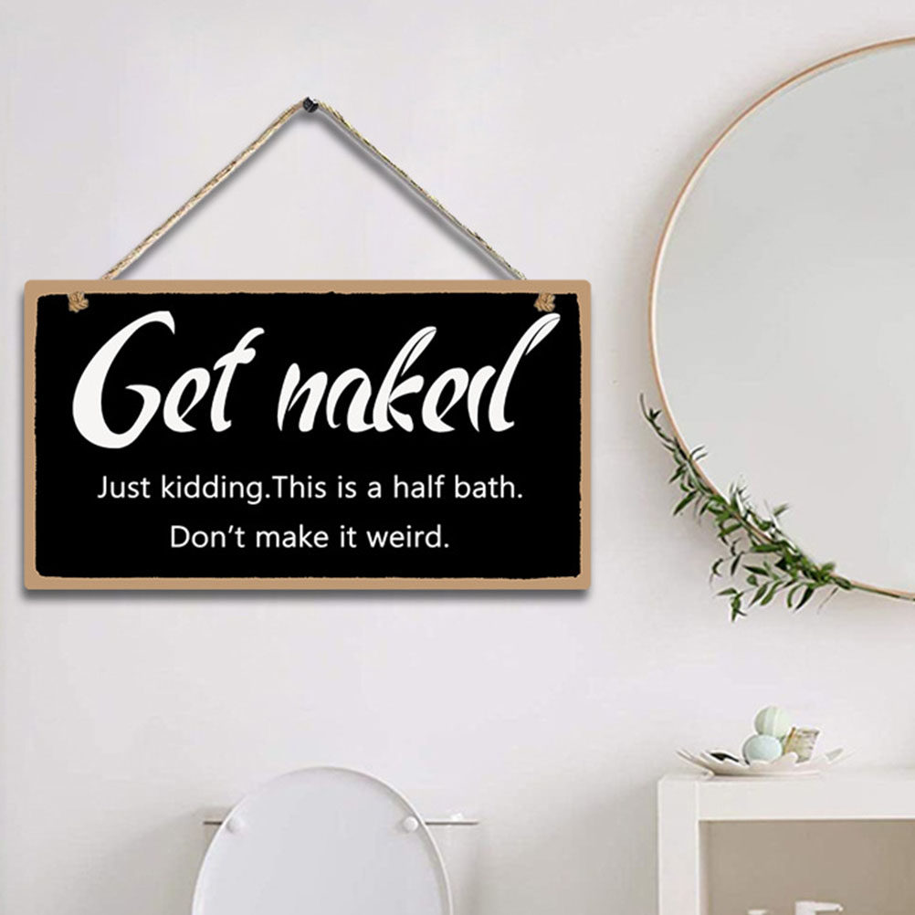 1Pcs Wooden Bathroom Wall Sign - مراجعة Home Bathroom Sign وسعره
