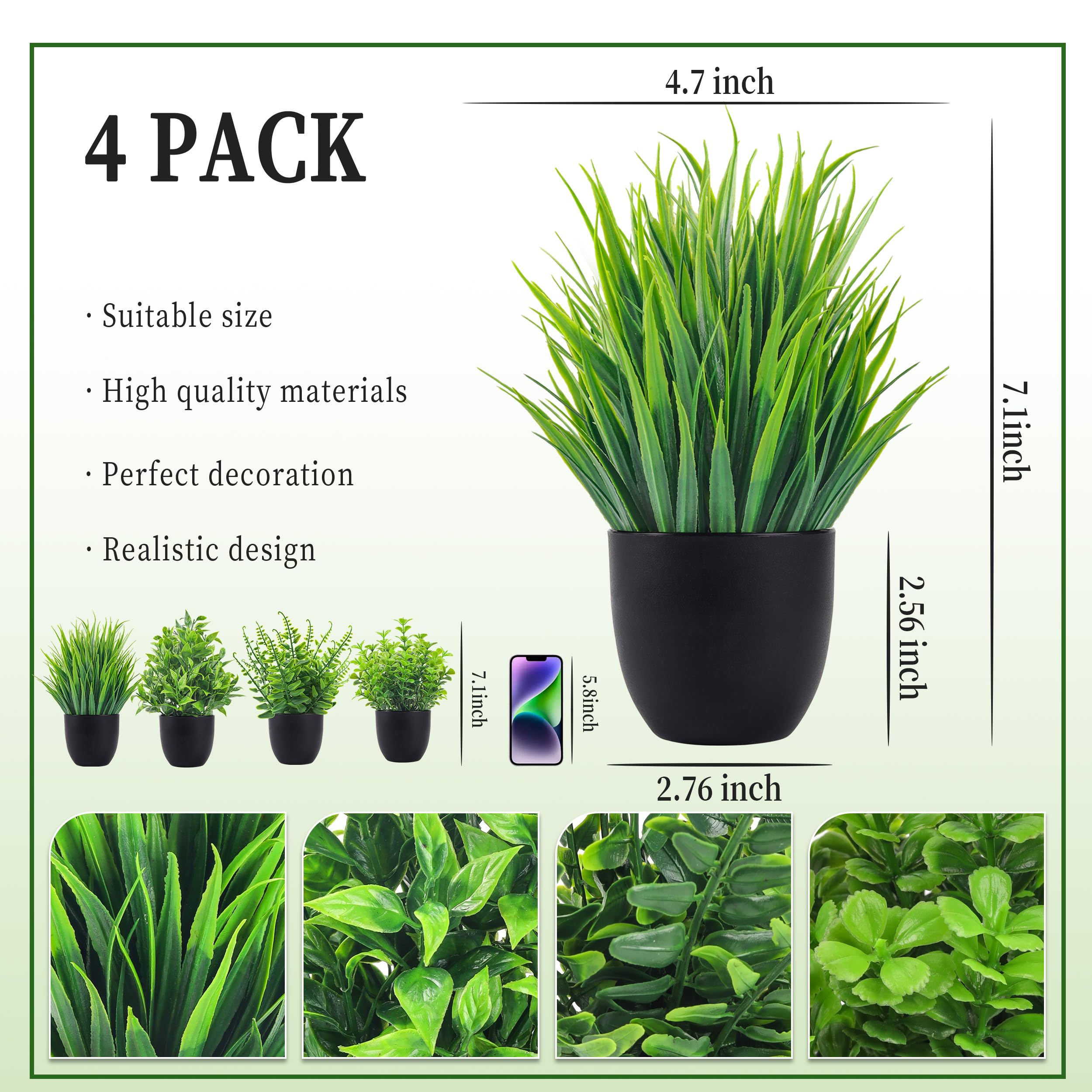 4 Packs Fake Plants Artificial - مراجعة Bathroom Home Improvement وسعره