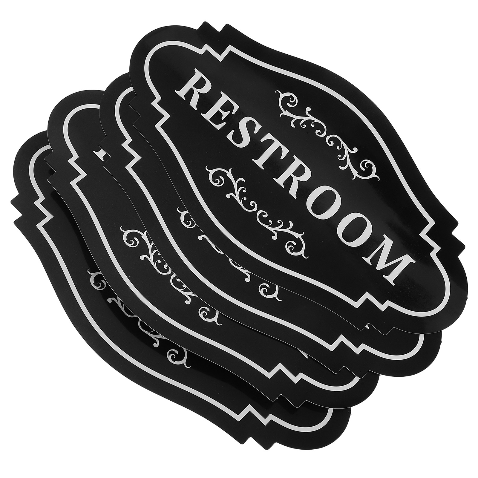 4Pcs Black Waterproof Vinyl Re - مراجعة Home Bathroom Sign وسعره