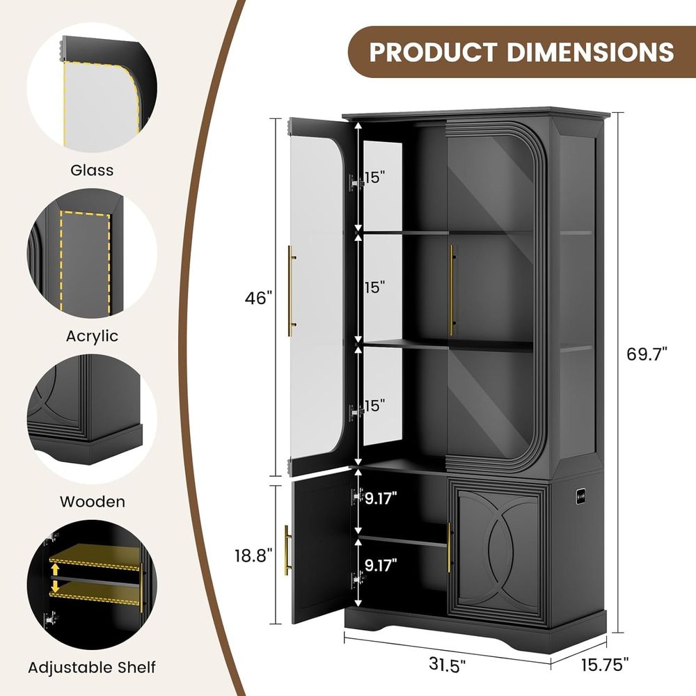 69 Tall Glass Display Cabinet  - مراجعة Home & Bathroom Building Products Pte Ltd وسعره
