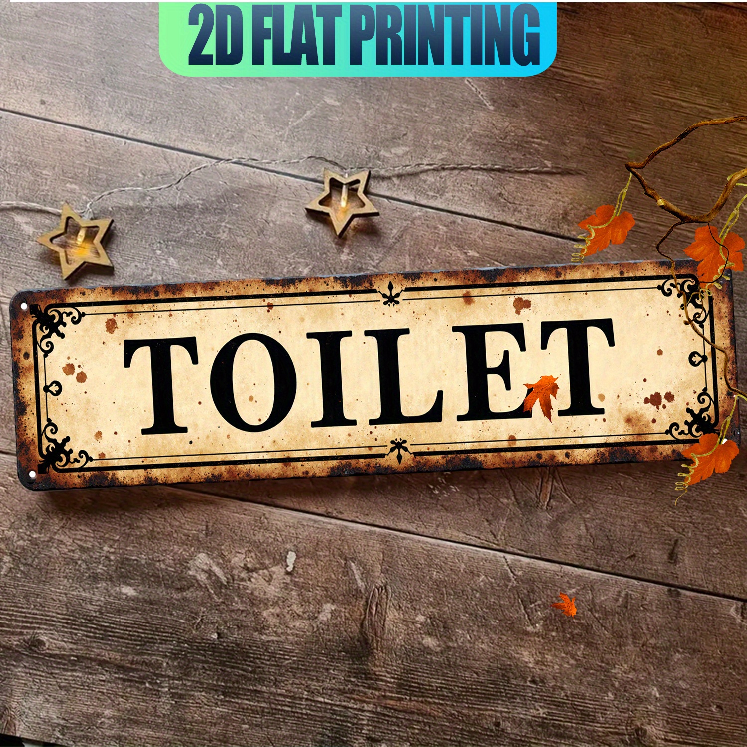 2D Flat, Vintage Aluminum Wall - مراجعة Home Bathroom Sign وسعره