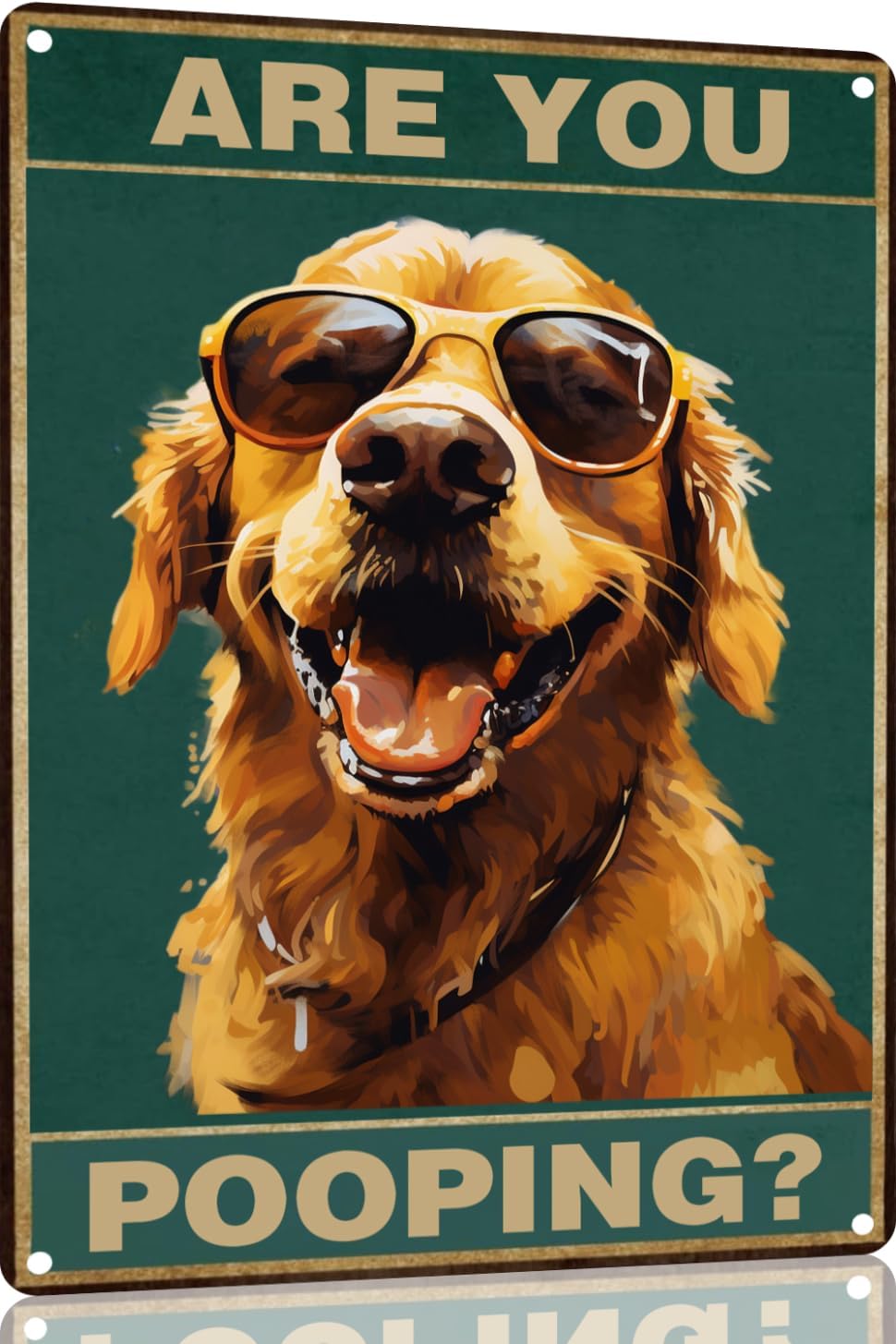 Metal Sign Golden Retriever Ar - مراجعة Home Bathroom Sign وسعره