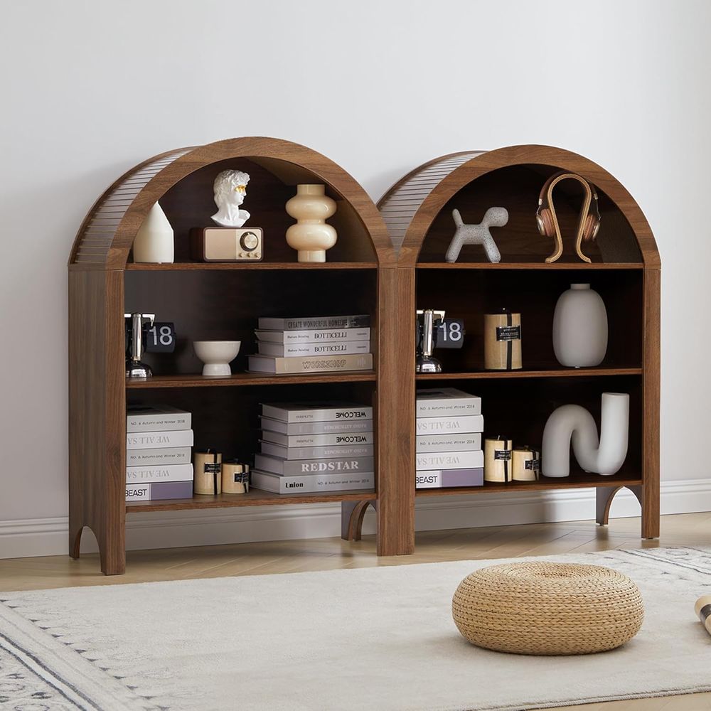 Walnut 3-Shelf Arched Bookcase - مراجعة Home & Bathroom Building Products Pte Ltd وسعره