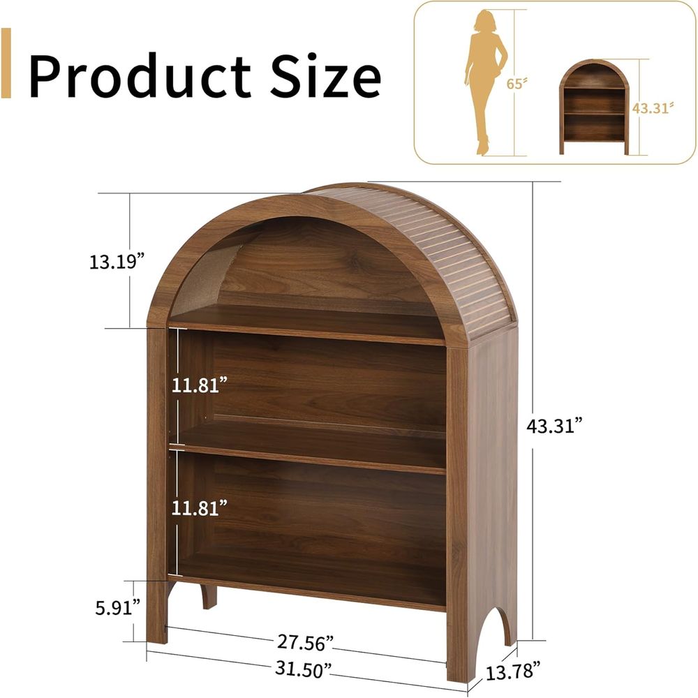 Walnut 3-Shelf Arched Bookcase - مراجعة Home & Bathroom Building Products Pte Ltd وسعره