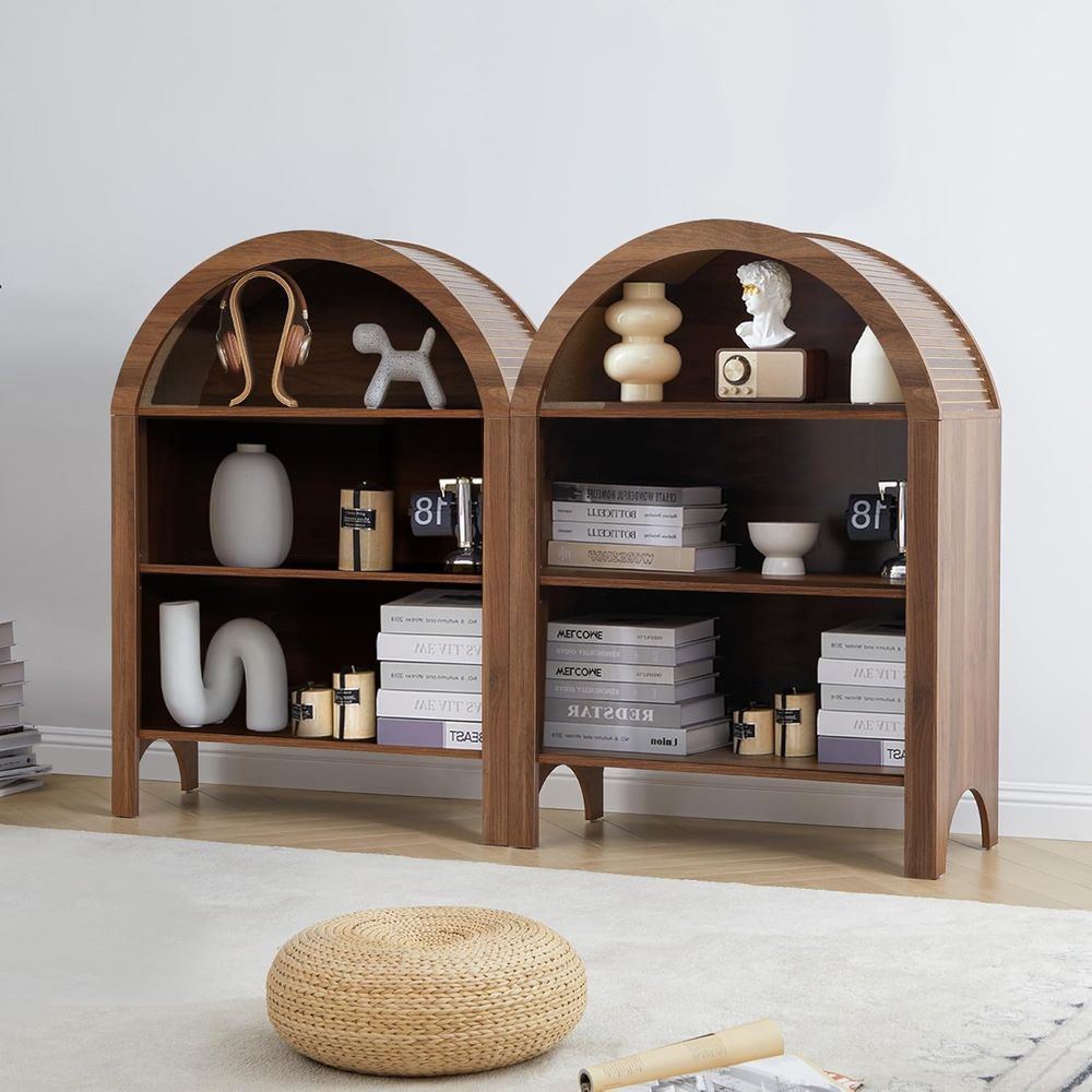 Walnut 3-Shelf Arched Bookcase - مراجعة Home & Bathroom Building Products Pte Ltd وسعره