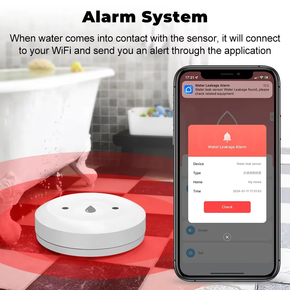 Tuya ZigBee 3.0 Water Leak Det - مراجعة Bathroom Home Improvement وسعره