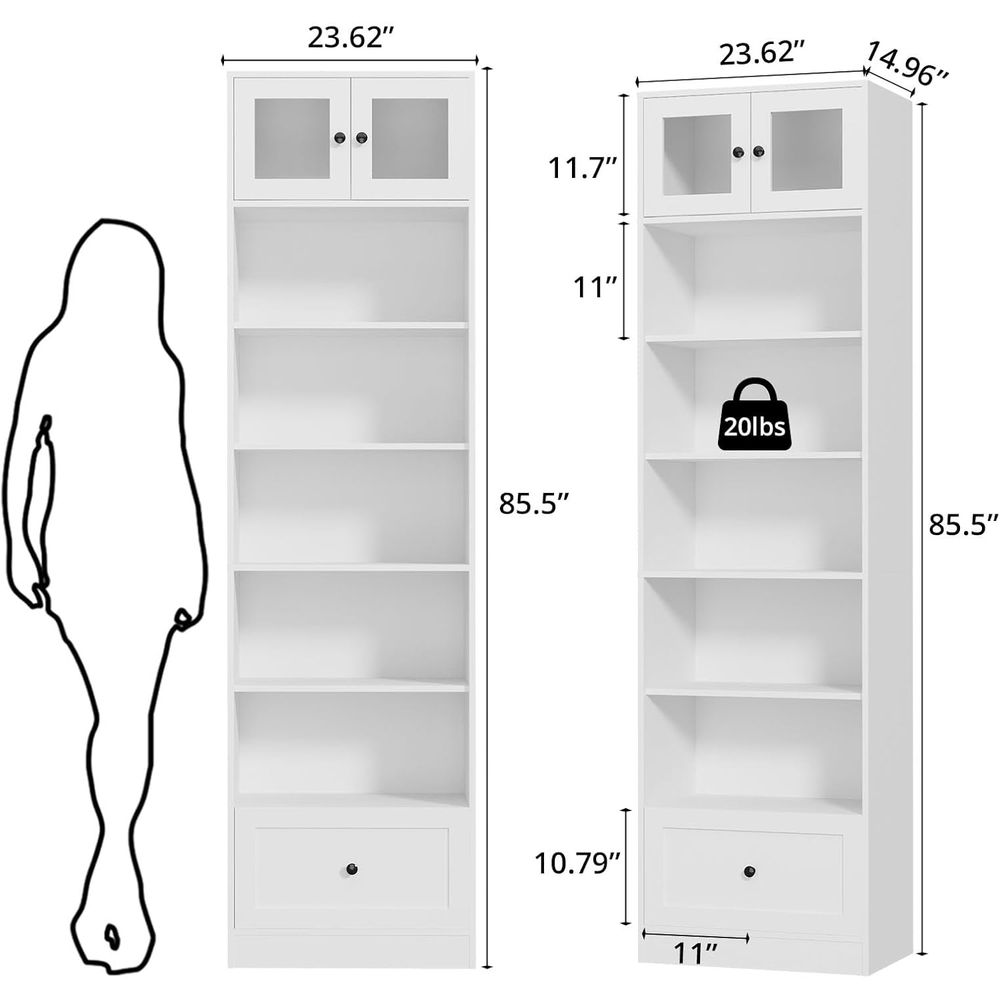 7-Tier Glass Door Bookcase, 85 - مراجعة Home & Bathroom Building Products Pte Ltd وسعره