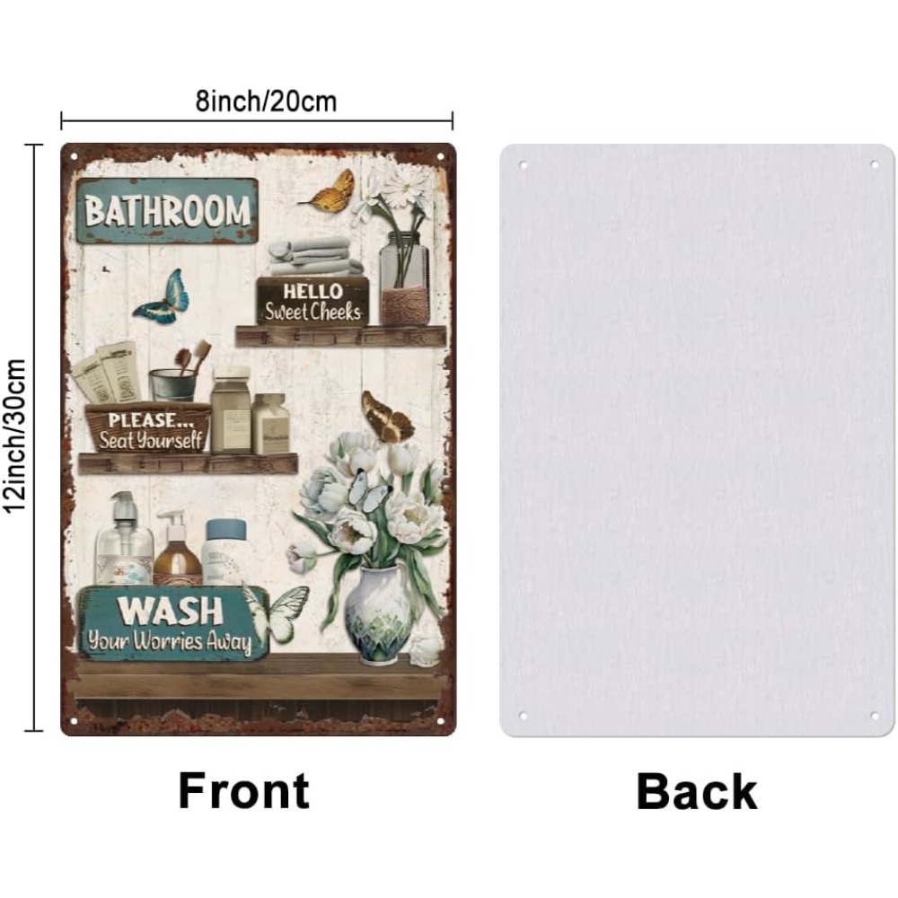 Bathroom Floral Tin Signs Vint - مراجعة Home Bathroom Sign وسعره
