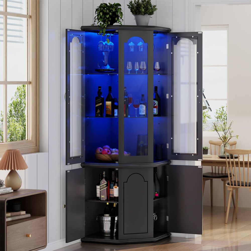 Corner Bar Cabinet w LED Light - مراجعة Home & Bathroom Building Products Pte Ltd وسعره