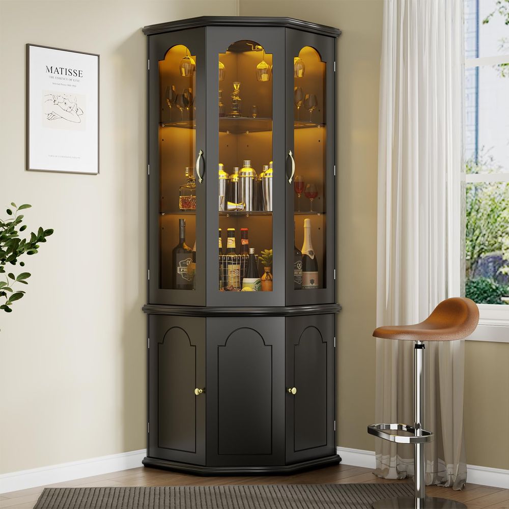Corner Bar Cabinet w LED Light - مراجعة Home & Bathroom Building Products Pte Ltd وسعره